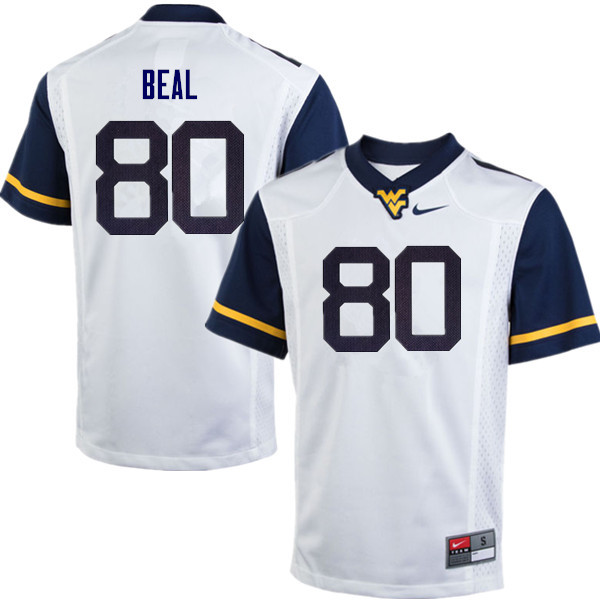 NCAA Men's Jesse Beal West Virginia Mountaineers White #80 Nike Stitched Football College Authentic Jersey PR23Y00OQ